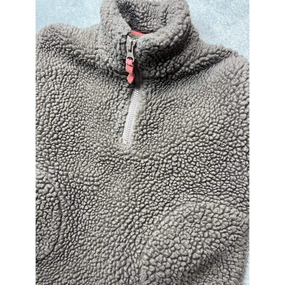 Mini Boden Kids Gray Sherpa Fleece 1/4 Zip Pullover Sweater Size 5-6Y 21162